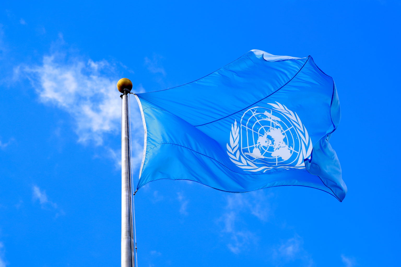 FILE PHOTO: The United Nations flag is seen during the United Nations General Assembly at U.N. headquarters in New York City, New York, U.S., September 24, 2019. REUTERS/Yana Paskova/File Photo