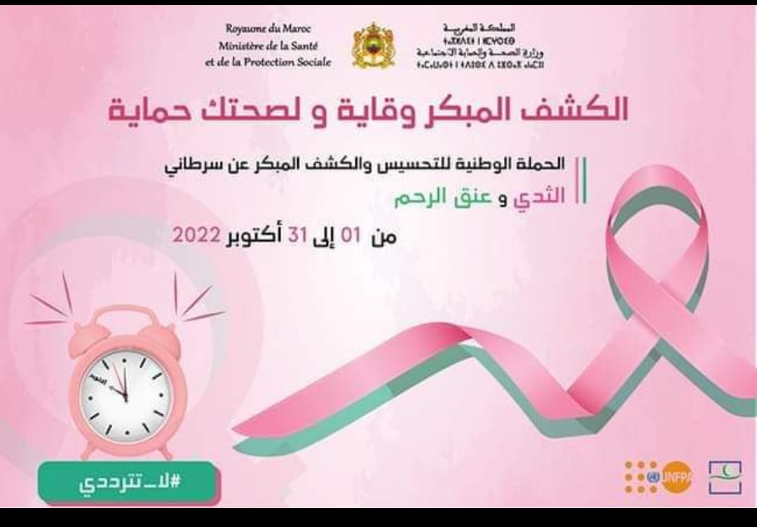 المغرب : وزارة الصحة والحماية الاجتماعية تطلق الحملة الوطنية للتحسيس والكشف المبكر عن سرطاني الثدي وعنق الرحم