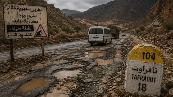 الطريق الجهوية 104 بين إيخف أفيلو وأملن.. مشروع متعثر ومعاناة يومية للمستعملين